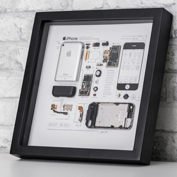 Framed iPhone 2G Disassembled Phone Teardown iphone Wall Art Gifts for Tech / Apple Lovers Grid Studio 13 x 13 x 1.8 in